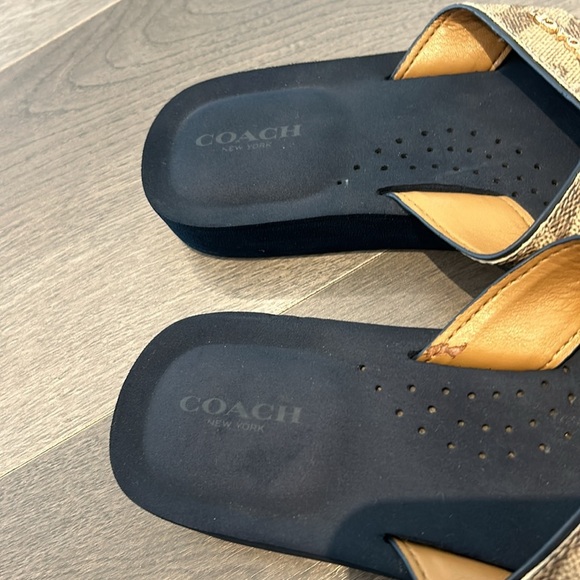 COACH Janine Criss Cross Slide Sandals Khaki Logo Women Size 7 - Picture 9 of 17